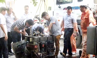 Trạm biến áp xảy ra cháy nổ. Ảnh: Thanh Hà