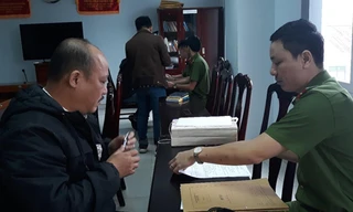 Đối tượng Trương Thanh Tùng tại cơ quan điều tra.