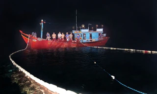 Tàu QNg 98214 quây lưới thành hình vòng tròn.