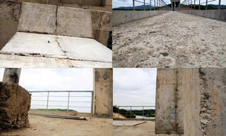 Hạng mục công trình Đập dâng Lạc Tiến - kênh dẫn - tuynel, do Cty CP Đầu tư và phát triển Vũng Áng (thuộc Tập đoàn Hoành Sơn) làm chủ đầu tư vừa đưa vào sử dụng có dấu hiệu hư hỏng nghiêm trọng. Ảnh: Minh Thùy