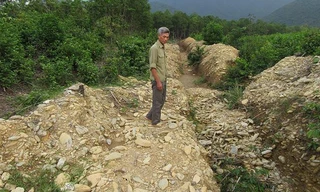 Đất ông Túy bị xã đào hào phân chia.