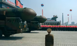 Quân đội Triều Tiên thể hiện sức mạnh.