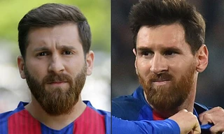 Reza Parastesh (bên trái) giống Lionel Messi y như đúc. 