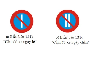Biển báo cấm đỗ xe ngày chẵn, ngày lẻ.
