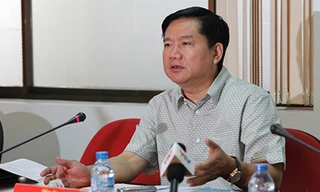 Bí thư Thành ủy TPHCM Đinh La Thăng trong buổi làm việc với Huyện ủy Củ Chi (ảnh: Quốc Anh).