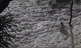 Bọt biển như xà phòng phủ kín bãi biển Australia