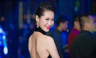 Dương Thùy Linh lưng trần gợi cảm cùng chồng dự tiệc