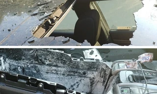 Bình xịt phát nổ trong xe, thổi tung cửa sổ trời