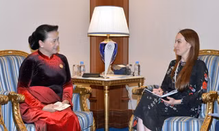 Chủ tịch Quốc hội Nguyễn Thị Kim Ngân hội kiến Chủ tịch IPU Gabriela Cuevas Barron. (Ảnh: Trọng Đức/TTXVN)