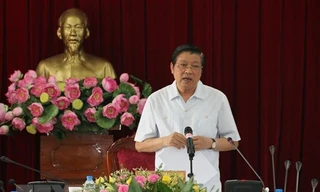 Trưởng Ban Nội chính Trung ương Phan Đình Trạc phát biểu tại buổi làm việc. (Ảnh: Sỹ Tuyên/TTXVN)