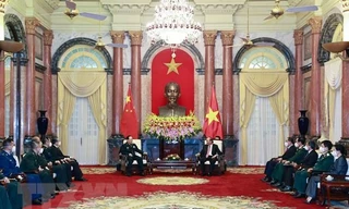 Hình ảnh Chủ tịch nước Nguyễn Xuân Phúc tiếp Bộ trưởng Bộ Quốc phòng Trung Quốc