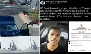 Noah Green (ảnh phải) và chiếc xe hơi mà Green sử dụng để gây án. Ảnh: RT