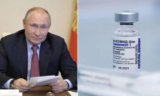 Tổng thống Nga Putin và vắc xin Sputnik V. Ảnh: RT