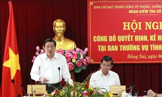 Kiểm tra công tác phòng, chống tham nhũng, tiêu cực tại Đồng Nai
