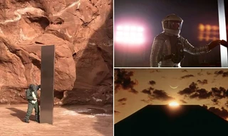 Khối kim loại (bên trái) giống với hình ảnh trong nhiều bộ phim viễn tưởng. 