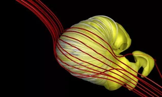 Cấu trúc dạng bong bóng kỳ lạ theo mô tả của nhóm nghiên cứu, khiến các tia vũ trụ (màu đỏ) phải uốn mình né tránh - Ảnh: Merav Opher