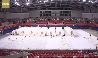 Hệ thống phòng thí nghiệm bơm hơi được dựng lên trong 10 giờ. Ảnh: CGTN