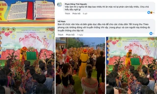 Cư dân mạng bất bình người mặc lố bịch biểu diễn trước học sinh trong 'Đêm hội trăng rằm'