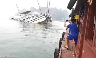 Va chạm với tàu chở đá, tàu du lịch chìm trên vịnh Hạ Long