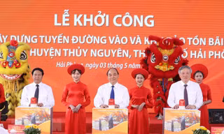 Thủ tướng dự lễ khởi công tuyến đường vào bãi cọc Cao Quỳ