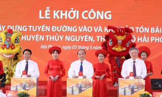 Thủ tướng dự lễ khởi công tuyến đường vào bãi cọc Cao Quỳ