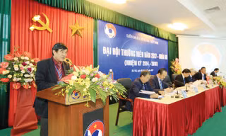 Ông Nguyễn Xuân Gụ phát biểu tại Đại hội thường niên VFF năm 2017. Ảnh: VSI.