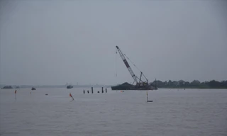 ​Hiện trường xây dựng công viên trái cây Cái Bè.