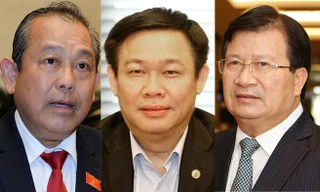 (Từ trái qua phải) - Ông Trương Hòa Bình - Ông Vương Đình Huệ - Ông Trịnh Đình Dũng. Ảnh: Như Ý.