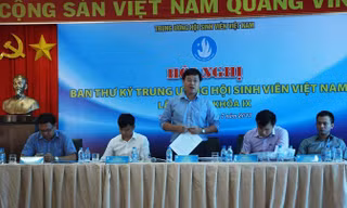 Anh Lê Quốc Phong, Bí thư thứ nhất T.Ư Đoàn, Chủ tịch Hội Sinh viên Việt Nam phát biểu kết luận tại hội nghị.