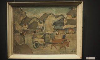 Bức “Phố cũ” được giới thiệu của Bùi Xuân Phái được đấu giá ngày 30/7. Ảnh: Nguyên Khánh.