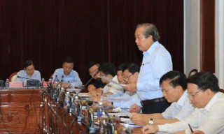 Phó Thủ tướng Thường trực Chính phủ Trương Hòa Bình phát biểu tại buổi làm việc.