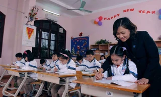 Một lớp học tại trường Nguyễn Siêu, Hà Nội. Ảnh: N.H.