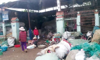 Đại lý phế liệu đang hoạt động giữa khu dân cư đông đúc trên đường Nguyễn Tất Thành, phường Thủy Châu, thị xã Hương Thủy, TT-Huế.