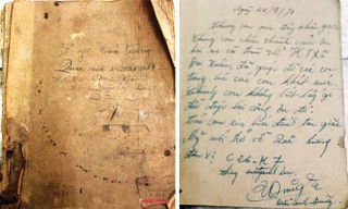 Những trang sổ cảm tưởng của người chiến sĩ thăm quán nước quân nhân ngã ba Tuần (Nghệ An). Tư liệu.