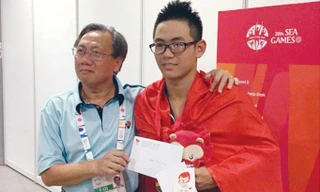 Lâm Quang Nhật hiện giữ kỷ lục SEA Games nội dung 1.500 m tự do và anh tiếp tục được tranh tài ở cự ly sở trường. Ảnh: Hoàng Nguyên.
