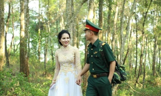 Vợ chồng trung úy Nguyễn Văn Tùng. Ảnh: L.T.H.