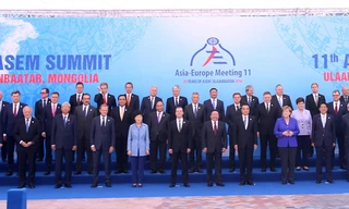 Thủ tướng Nguyễn Xuân Phúc và các trưởng đoàn chụp ảnh chung. Ảnh: Thống Nhất - TTXVN.