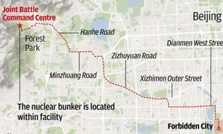 Vị trí Trung tâm chỉ huy, hầm tránh bom hạt nhân ở Bắc Kinh. Ảnh: SCMP.