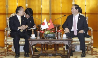 Chủ tịch nước Trần Đại Quang tiếp Tổng Thư ký Đảng Dân chủ Tự do Nhật Bản Toshihiro Nakai. Ảnh: TTXVN.