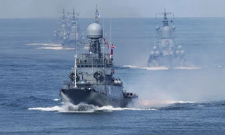Tàu chiến Nga trong một lần vào Ðịa Trung Hải. Ảnh: Sputnik.