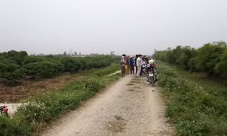 Khu vực bờ sông nơi tìm thấy thi thể cháu Hiếu.
