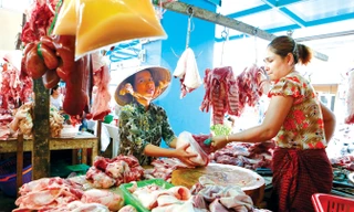 Người tiêu dùng khó có thể phân biệt thịt lợn sạch và thịt lợn bẩn. Ảnh: Hồng Vĩnh.