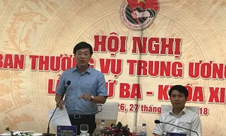 Bí thư thứ nhất T.Ư Đoàn Lê Quốc Phong phát biểu kết luận Hội nghị Ban Thường vụ T.Ư Đoàn lần thứ ba, Khoá XI. Ảnh: L.X.S.