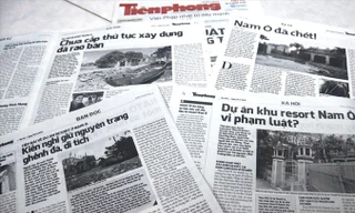 Hàng loạt bài viết về dự án Khu du lịch sinh thái Nam Ô được đăng tải trên báo giấy Tiền Phong. Ảnh: Nguyễn Thành.