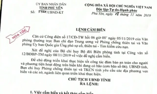 Phú Yên ra công điện cấm biển từ sáng 9/11 