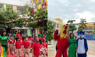 Hà Nội: Thầy cô Tiểu học Phương Mai nhập vai mascot đón học sinh khiến "hội gà con" lớp 1 thích mê