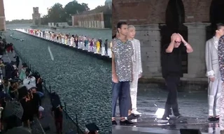 Khách mời bỏ chạy khi mưa đá trút xuống. Ảnh: Just Jared.