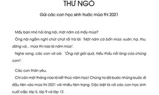 Bức thư thầy hiệu trưởng gửi học sinh trước mùa thi gây xúc động