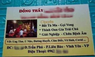 Tấm card lan truyền trên mạng xã hội về cô đồng có thể chữa bệnh Covid-19