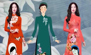 Mẫu quảng cáo áo dài vi phạm tác quyền của công ty In vải H.G.L. vẫn hiện diện trên trang web công ty dù các hoạ sỹ đã cảnh báo